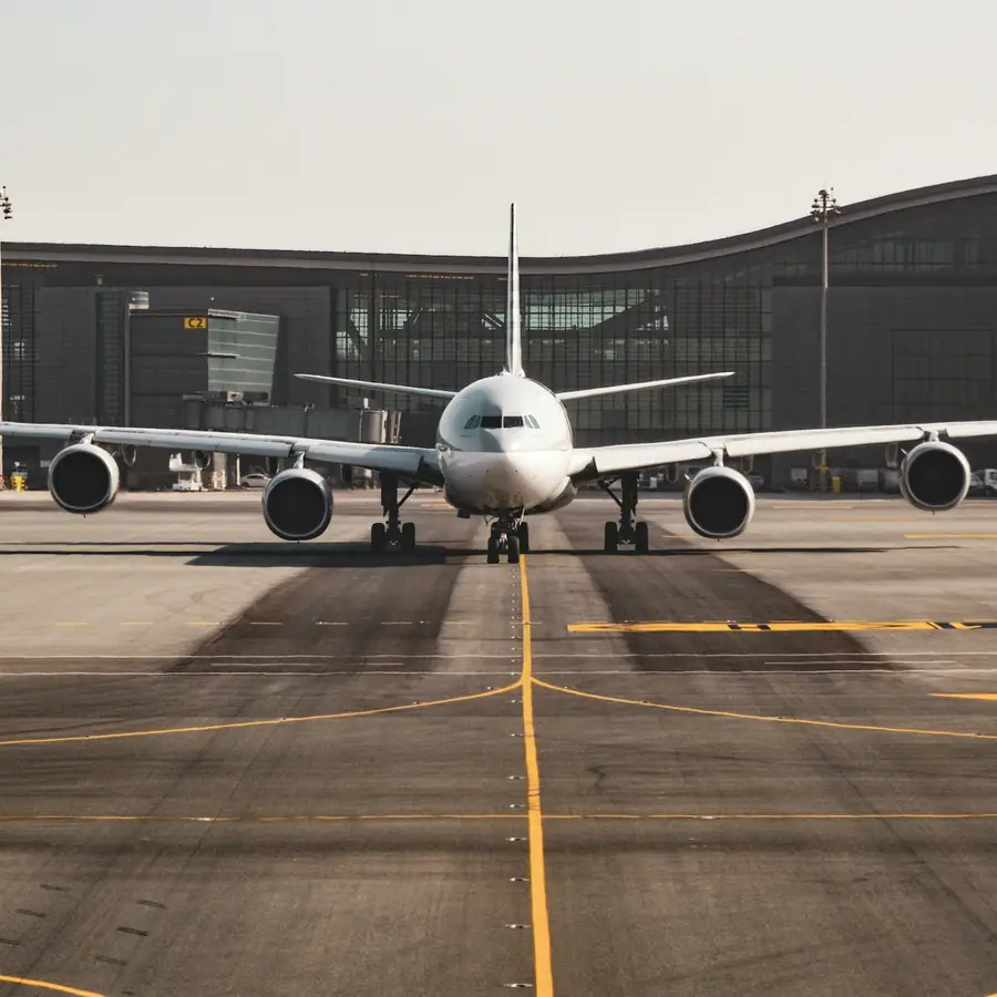 Wide-body aircraft parked on an airport apron