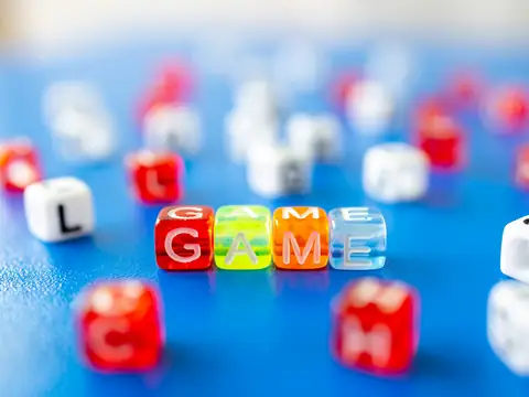 Colorful letter dice for a word game