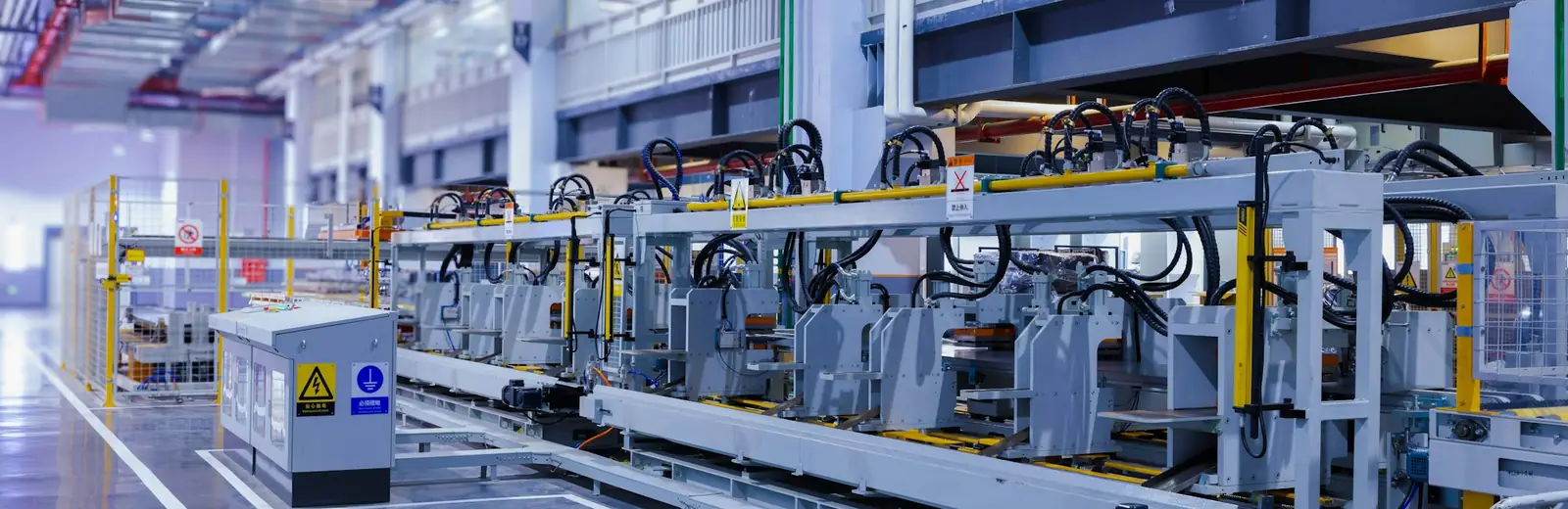 Automated production line in a bright modern factory